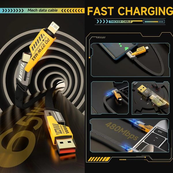 4-in-1 Multi Usb Charging Cable Fast Power delivery Cord For Iphone, Ipad, Samsung, Macbook