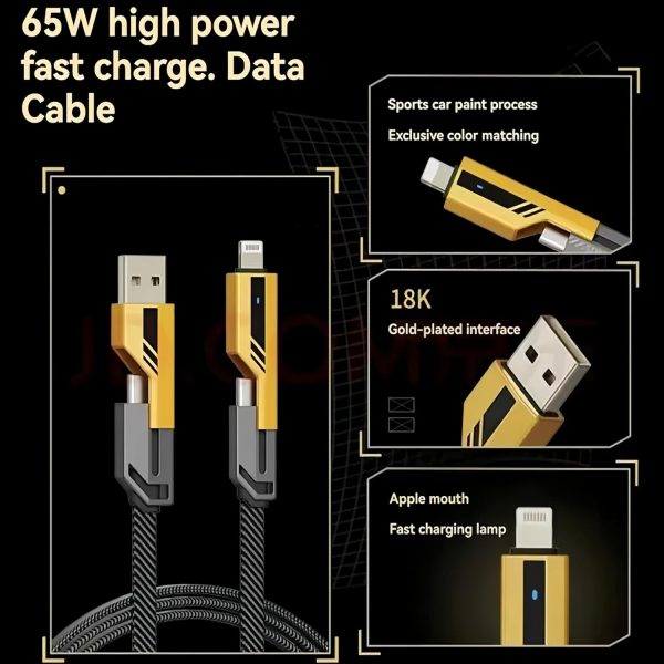 4-in-1 Multi Usb Charging Cable Fast Power delivery Cord For Iphone, Ipad, Samsung, Macbook