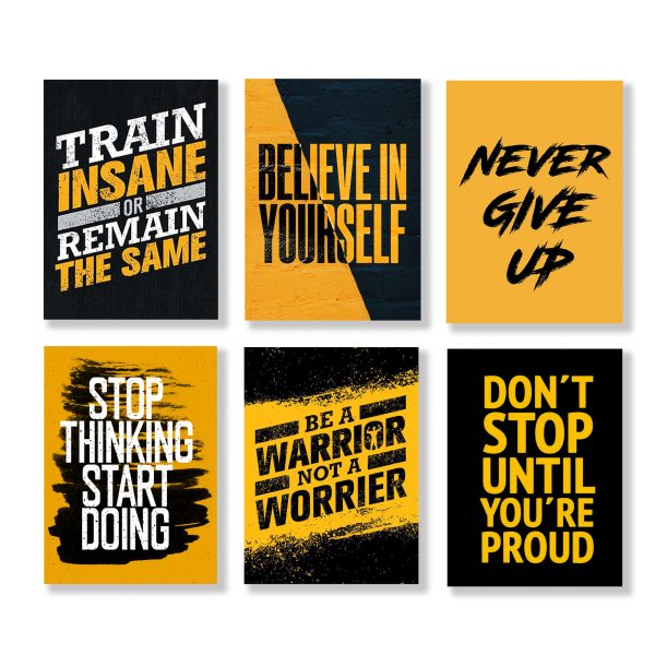 Set Of 6 Motivational Sticky Canvas Frames For Wall Decore / Sticky Phototiles